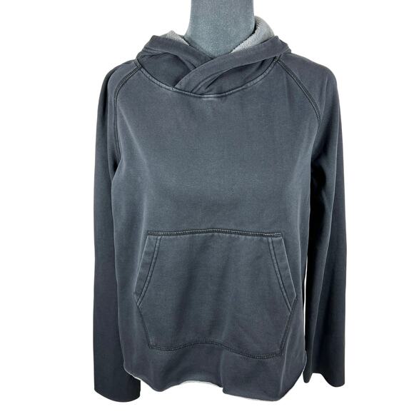 Ugg Cropped Hoodie Sweatshirt Women's Small Gray Active Neutral Raw Hem & Cuffs - Picture 3 of 11